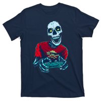 Scary Gamer Skeleton Playing Video Games Graphic T-Shirt