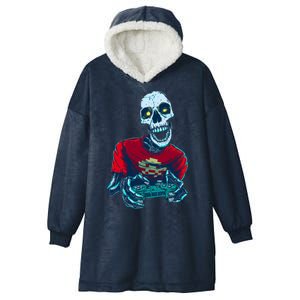 Scary Gamer Skeleton Playing Video Games Graphic Hooded Wearable Blanket