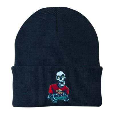 Scary Gamer Skeleton Playing Video Games Graphic Beanie