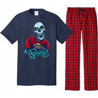 Scary Gamer Skeleton Playing Video Games Graphic Pajama Set