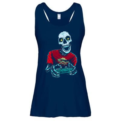Scary Gamer Skeleton Playing Video Games Graphic Ladies Essential Flowy Tank