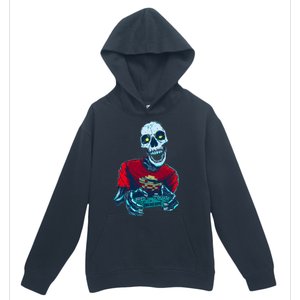 Scary Gamer Skeleton Playing Video Games Graphic Urban Pullover Hoodie