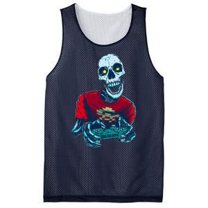 Scary Gamer Skeleton Playing Video Games Graphic Mesh Reversible Basketball Jersey Tank