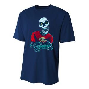 Scary Gamer Skeleton Playing Video Games Graphic Performance Sprint T-Shirt