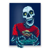 Scary Gamer Skeleton Playing Video Games Graphic Poster