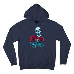 Scary Gamer Skeleton Playing Video Games Graphic Tall Hoodie