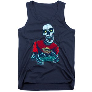 Scary Gamer Skeleton Playing Video Games Graphic Tank Top