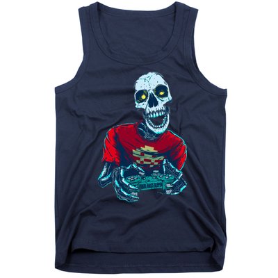 Scary Gamer Skeleton Playing Video Games Graphic Tank Top