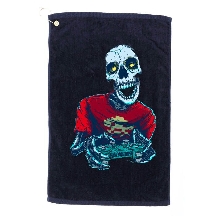 Scary Gamer Skeleton Playing Video Games Graphic Golf Towel