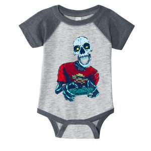 Scary Gamer Skeleton Playing Video Games Graphic Infant Baby Jersey Bodysuit