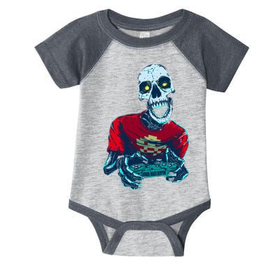 Scary Gamer Skeleton Playing Video Games Graphic Infant Baby Jersey Bodysuit