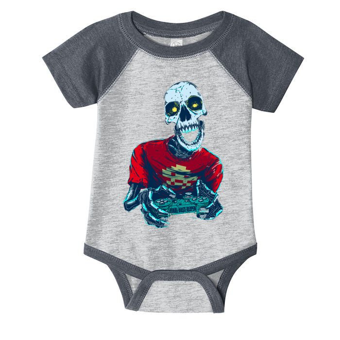 Scary Gamer Skeleton Playing Video Games Graphic Infant Baby Jersey Bodysuit