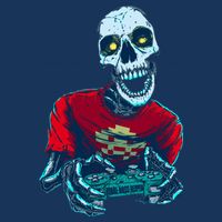 Scary Gamer Skeleton Playing Video Games Graphic Womens T-Shirt