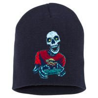 Scary Gamer Skeleton Playing Video Games Graphic Short Acrylic Beanie