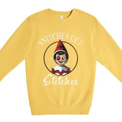 Snitches Get Stitches The Elf Xmas Christmas Premium Crewneck Sweatshirt