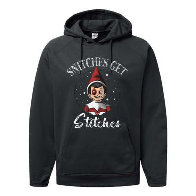 Snitches Get Stitches The Elf Xmas Christmas Performance Fleece Hoodie