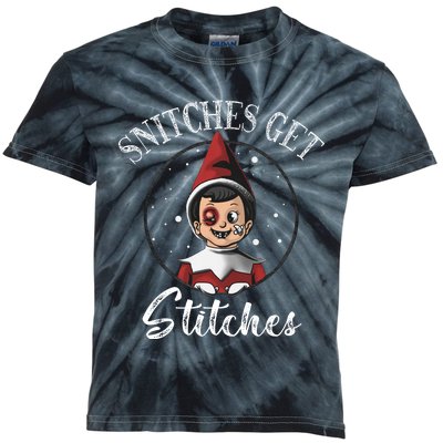 Snitches Get Stitches The Elf Xmas Christmas Kids Tie-Dye T-Shirt