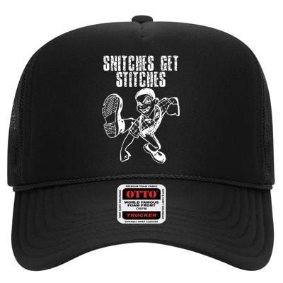 Snitches Get Stitches High Crown Mesh Back Trucker Hat