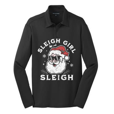 Sleigh Girl Sleigh Slay Girl Slay Funny Santa Claus Xmas Silk Touch Performance Long Sleeve Polo