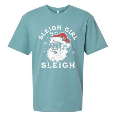 Sleigh Girl Sleigh Slay Girl Slay Funny Santa Claus Xmas Sueded Cloud Jersey T-Shirt