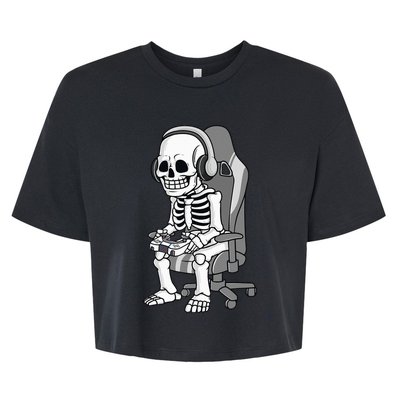 Spooky Gaming Skeleton Costume Bella+Canvas Jersey Crop Tee