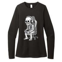 Spooky Gaming Skeleton Costume Womens CVC Long Sleeve Shirt