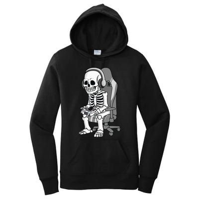 Spooky Gaming Skeleton Costume Women's Pullover Hoodie