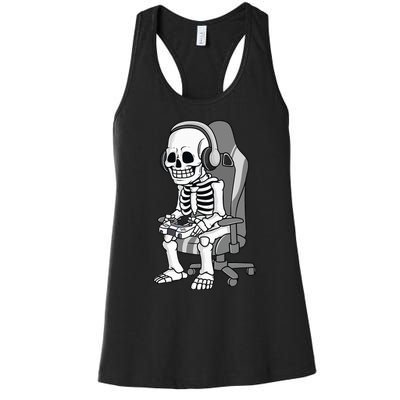 Spooky Gaming Skeleton Costume Women's Racerback Tank