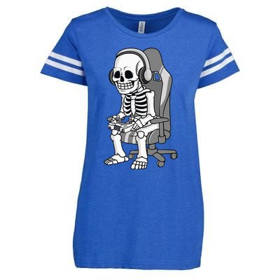 Spooky Gaming Skeleton Costume Enza Ladies Jersey Football T-Shirt