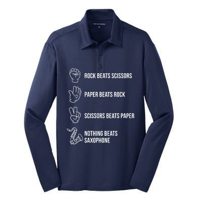 Saxophone Gift Silk Touch Performance Long Sleeve Polo