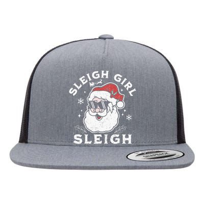 Sleigh Girl Sleigh Slay Girl Slay Funny Santa Claus Xmas Flat Bill Trucker Hat