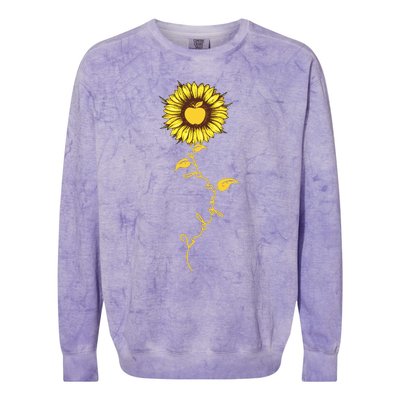 Second Grade Sunflower Apple Sunflower Geek Computer Colorblast Crewneck Sweatshirt