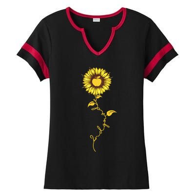 Second Grade Sunflower Apple Sunflower Geek Computer Ladies Halftime Notch Neck Tee