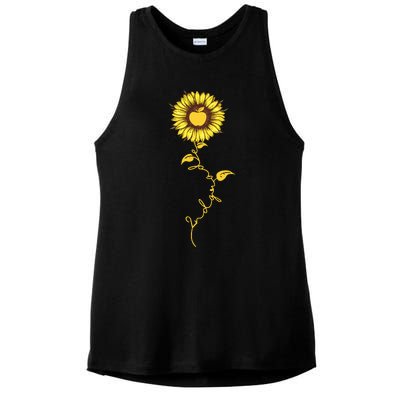 Second Grade Sunflower Apple Sunflower Geek Computer Ladies PosiCharge Tri-Blend Wicking Tank