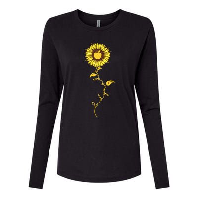 Second Grade Sunflower Apple Sunflower Geek Computer Womens Cotton Relaxed Long Sleeve T-Shirt