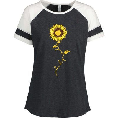 Second Grade Sunflower Apple Sunflower Geek Computer Enza Ladies Jersey Colorblock Tee