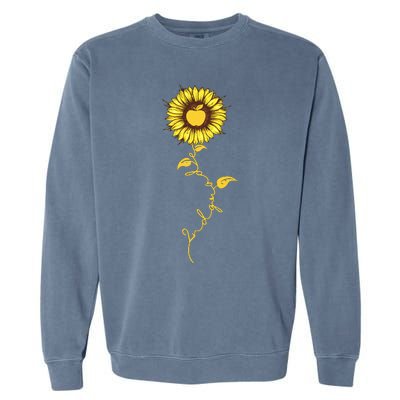 Second Grade Sunflower Apple Sunflower Geek Computer Garment-Dyed Sweatshirt