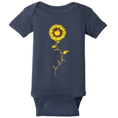 Second Grade Sunflower Apple Sunflower Geek Computer Baby Bodysuit