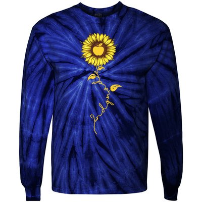 Second Grade Sunflower Apple Sunflower Geek Computer Tie-Dye Long Sleeve Shirt