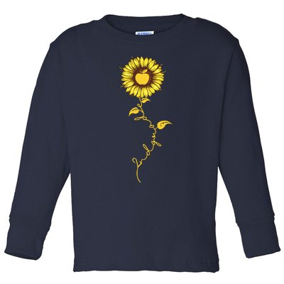 Second Grade Sunflower Apple Sunflower Geek Computer Toddler Long Sleeve Shirt