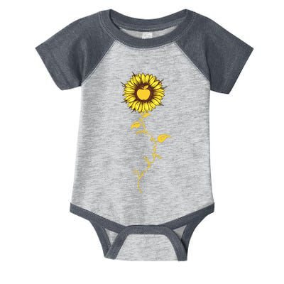 Second Grade Sunflower Apple Sunflower Geek Computer Infant Baby Jersey Bodysuit