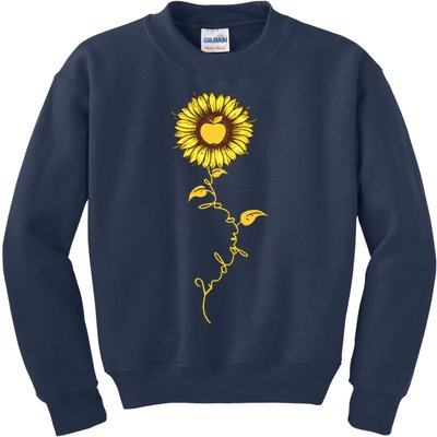 Second Grade Sunflower Apple Sunflower Geek Computer Kids Sweatshirt