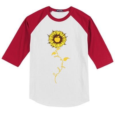 Second Grade Sunflower Apple Sunflower Geek Computer Kids Colorblock Raglan Jersey