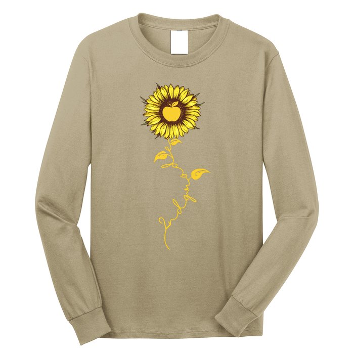 Second Grade Sunflower Apple Sunflower Geek Computer Long Sleeve Shirt