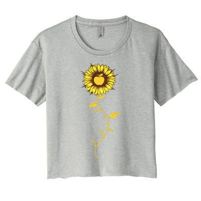 Second Grade Sunflower Apple Sunflower Geek Computer Women's Crop Top Tee