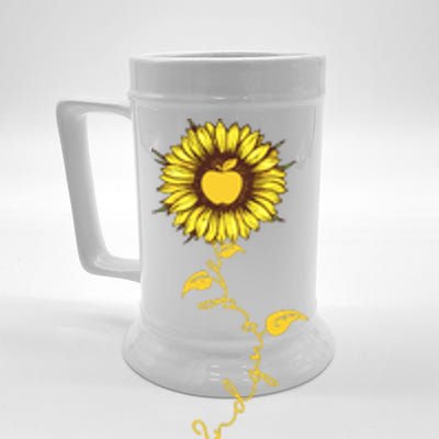 Second Grade Sunflower Apple Sunflower Geek Computer Beer Stein