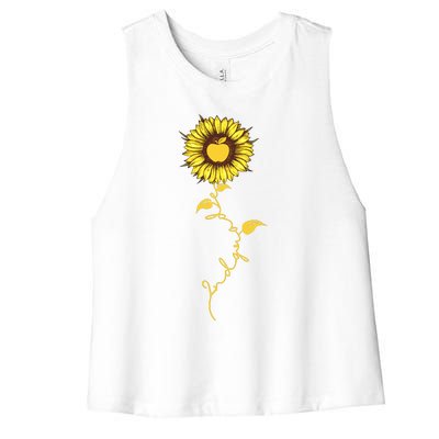 Second Grade Sunflower Apple Sunflower Geek Computer Women's Racerback Cropped Tank