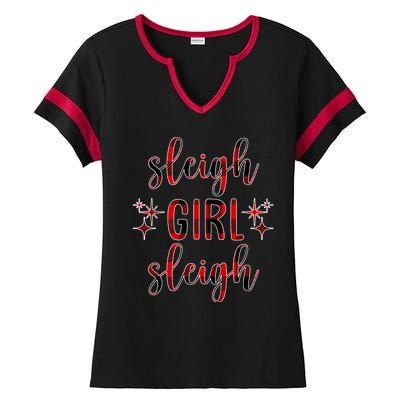 Sleigh Girl Sleigh Christmas Funny Gift Ladies Halftime Notch Neck Tee