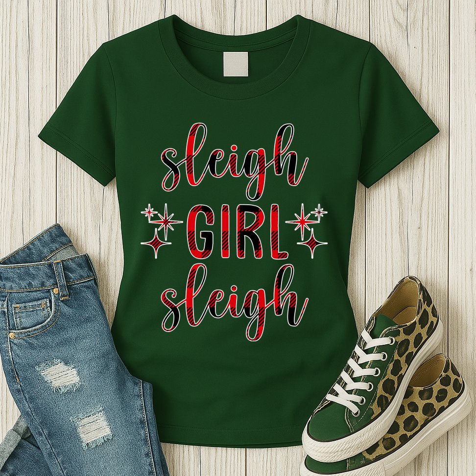 Sleigh Girl Sleigh Christmas Funny Gift Womens T-Shirt