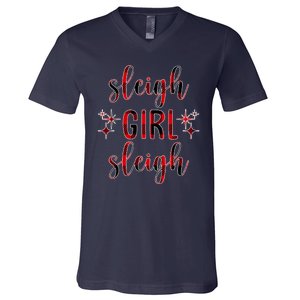 Sleigh Girl Sleigh Christmas Funny Gift V-Neck T-Shirt